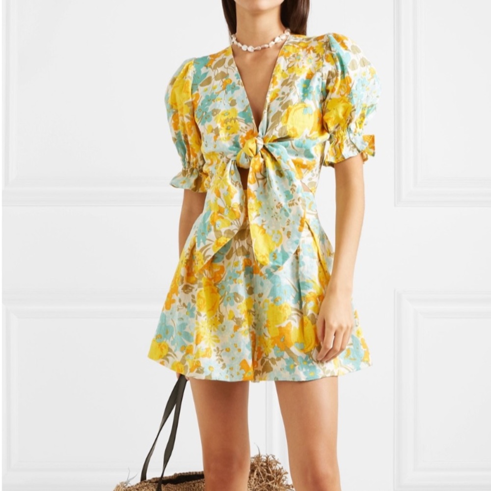 Faithfull The Brand Jamais top, tie front linen crop